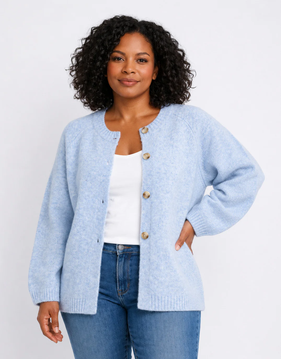 Lennox Long Sleeve Cardi - Powder Blue - Image 4