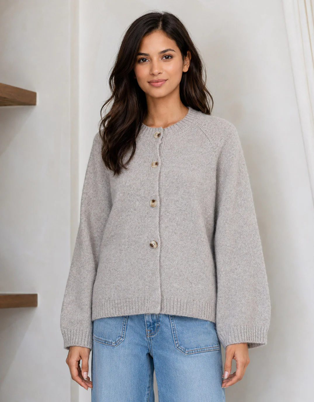 Lennox Long Sleeve Cardi - Warm Beige - Image 4