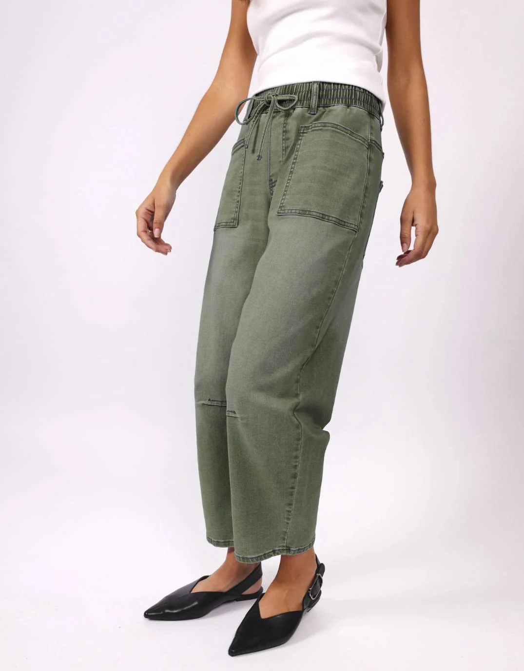 Leo Barrel Jeans - Khaki - Image 4