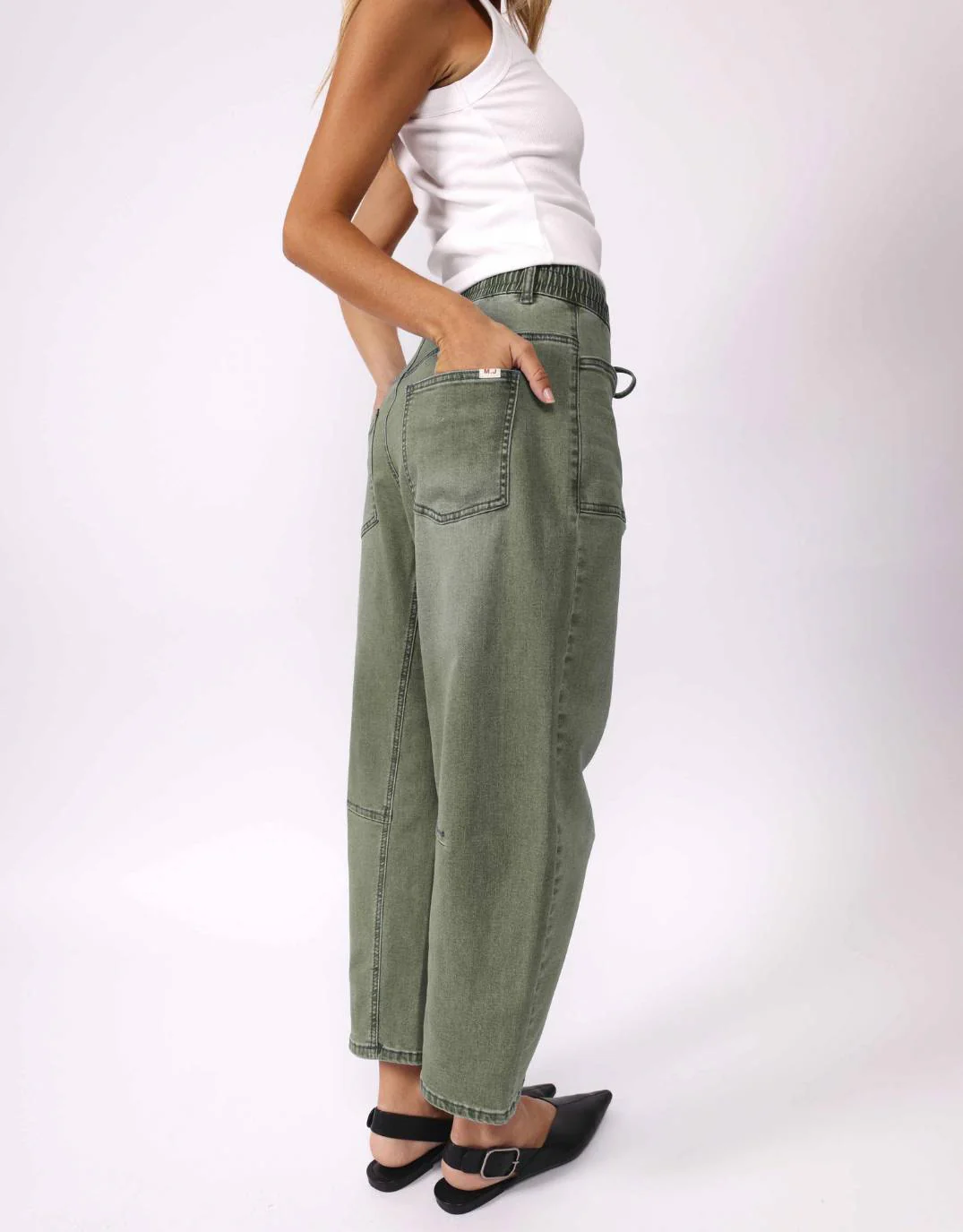 Leo Barrel Jeans - Khaki - Image 5