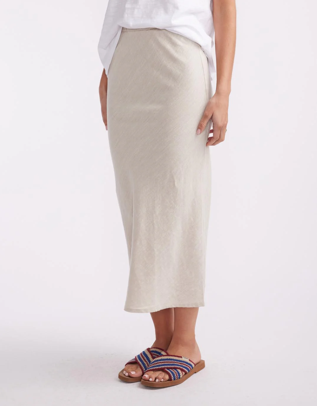 Linen Slip Skirt - Natural - Image 3