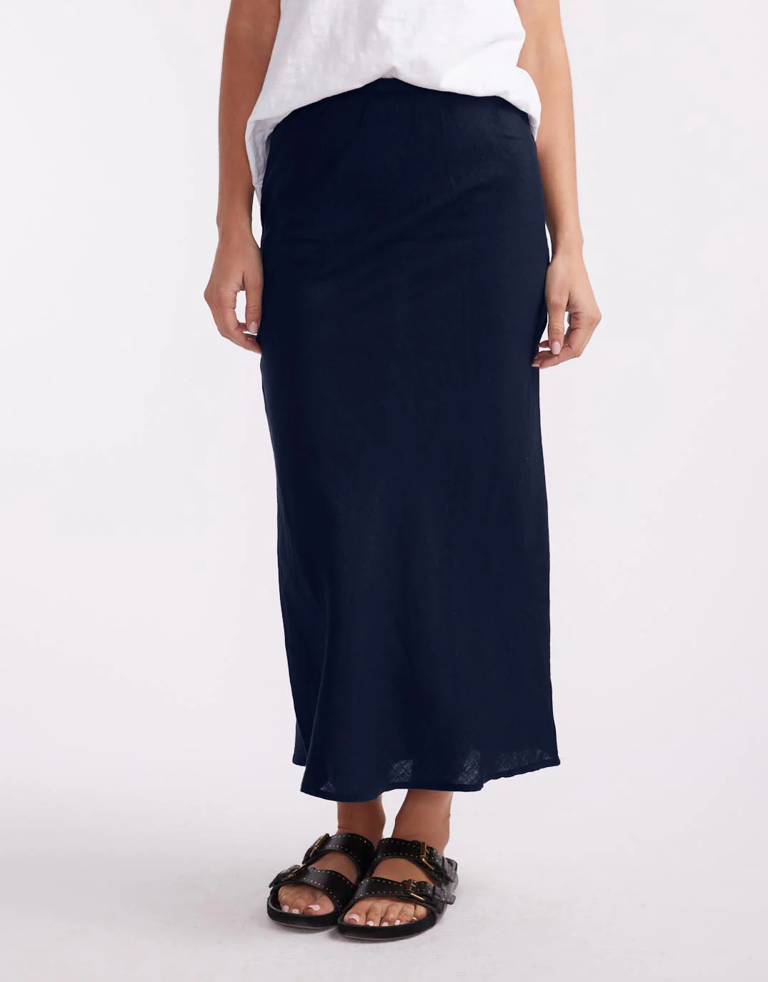 Linen Slip Skirt - Navy