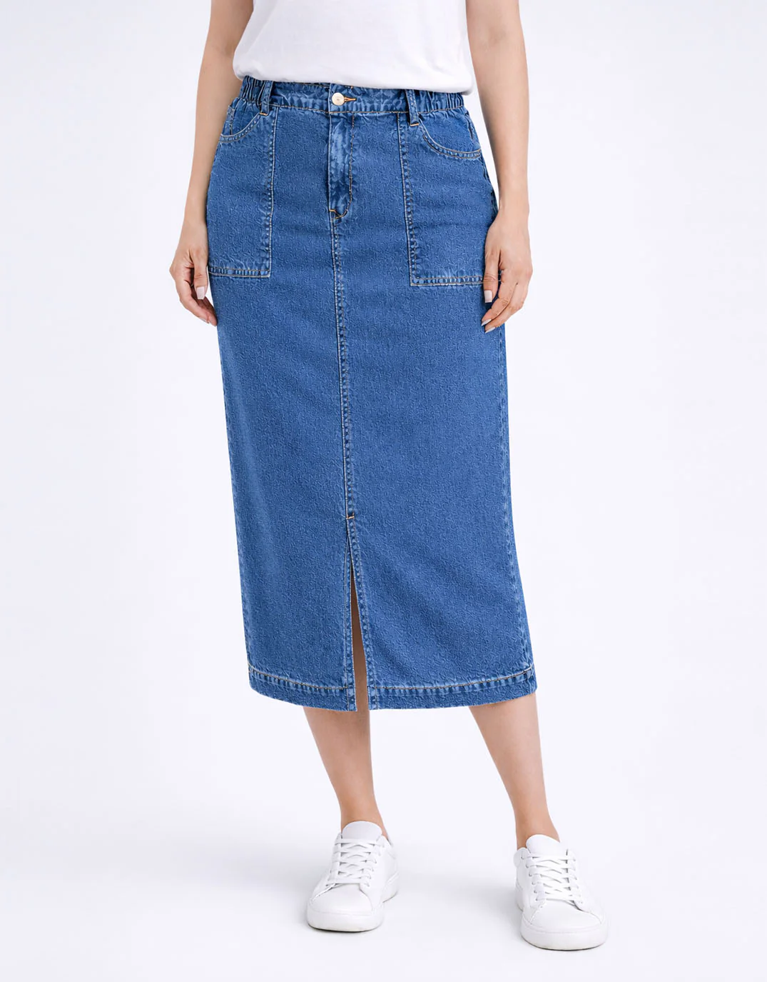 Long Atlas Skirt - Dark Blue Wash - Image 4