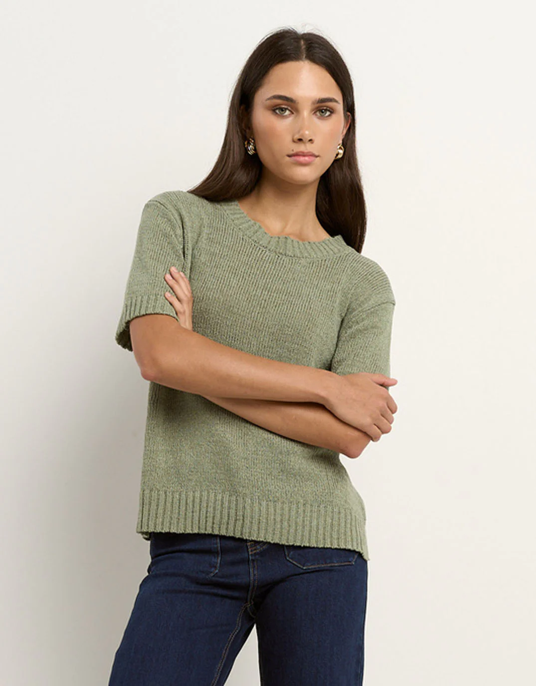 Loveable Tape Yarn Knit Tee - Sage - Image 4