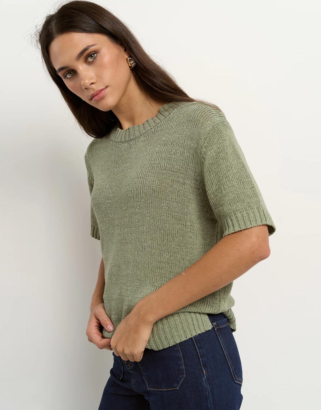 Loveable Tape Yarn Knit Tee - Sage - Image 5