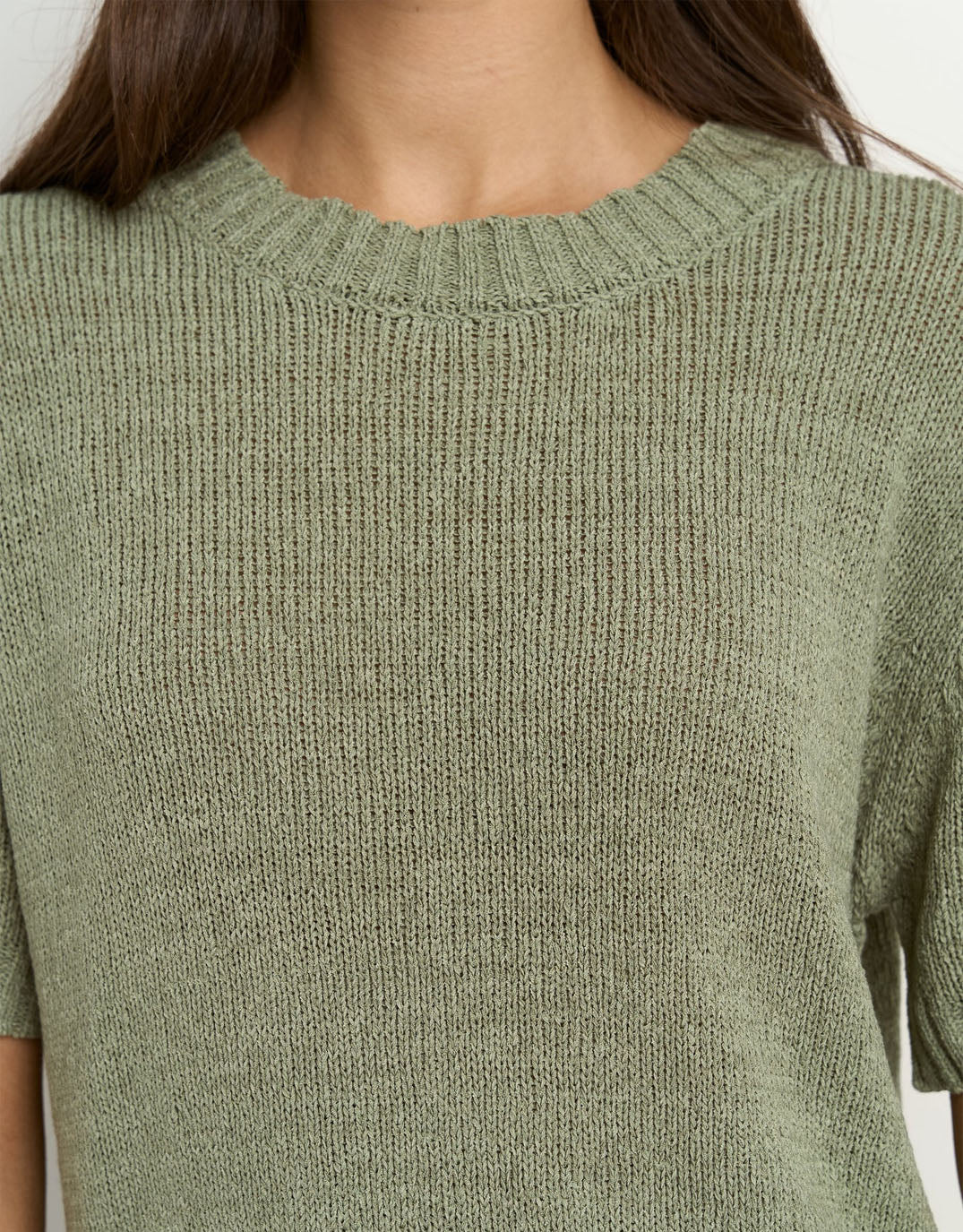 Loveable Tape Yarn Knit Tee - Sage - Image 6