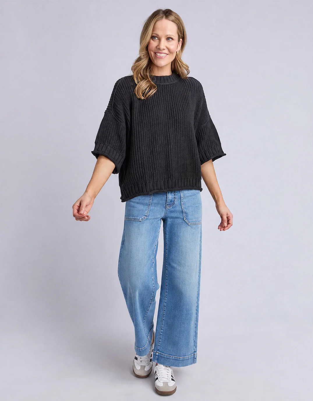 Luela Short Sleeve Knit - Black - Image 2
