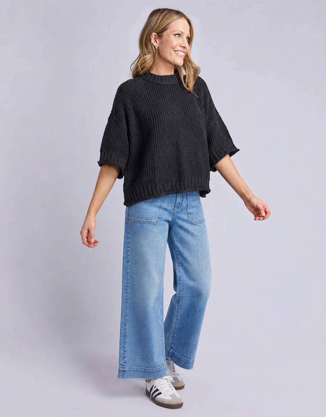 Luela Short Sleeve Knit - Black - Image 3