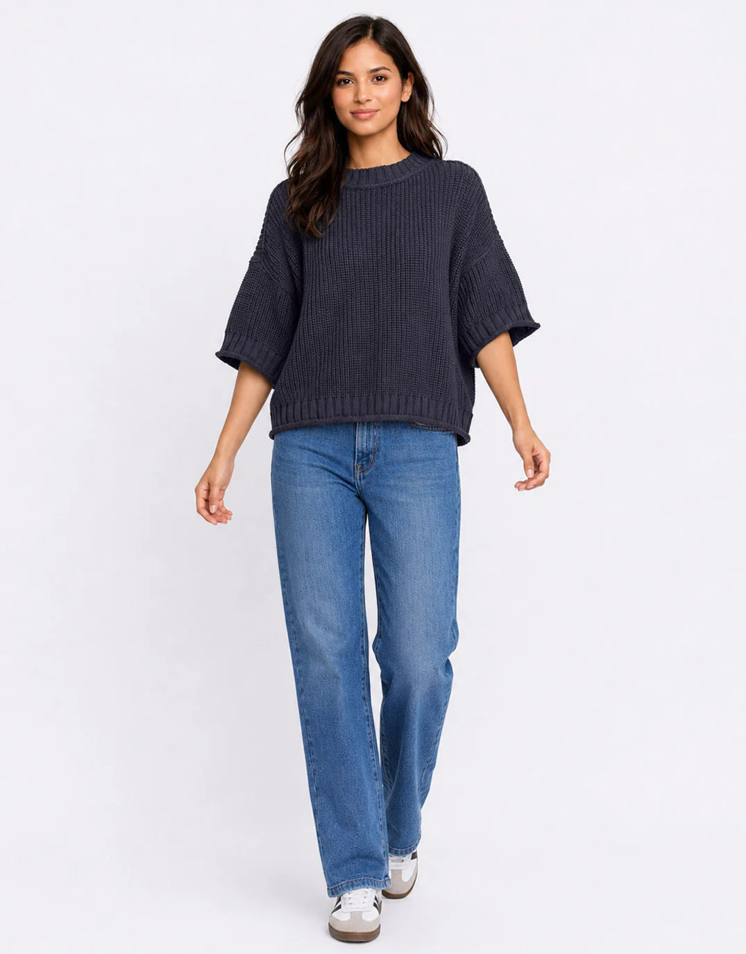 Luela Short Sleeve Knit - Navy - Image 3