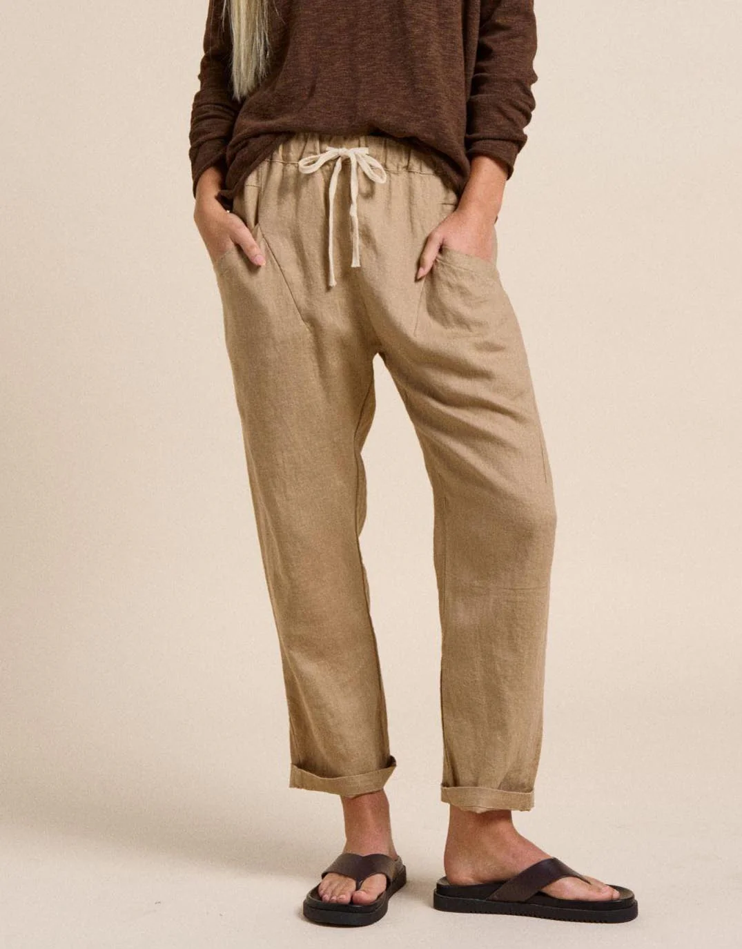 Luxe Linen Pants - Camel