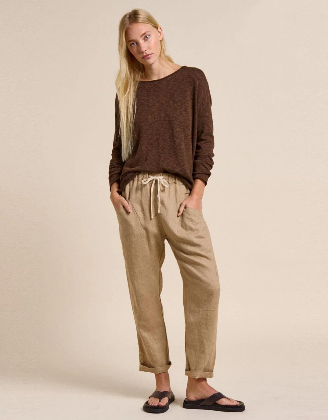 Luxe Linen Pants - Camel - Image 2