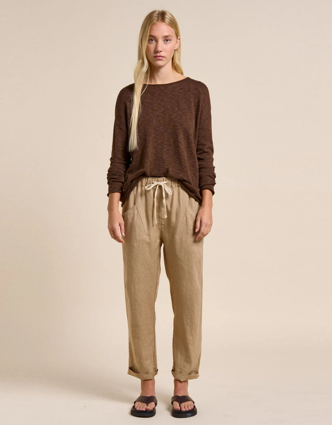 Luxe Linen Pants - Camel - Image 3