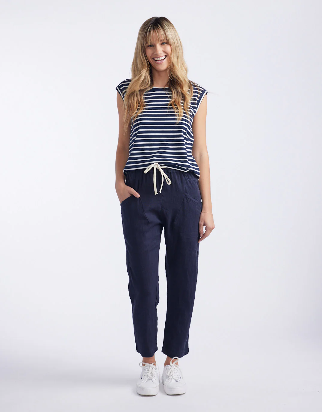 Luxe Linen Pants - French Navy - Image 3