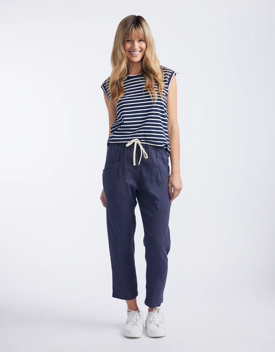 Luxe Linen Pants - Washed Navy - Image 7