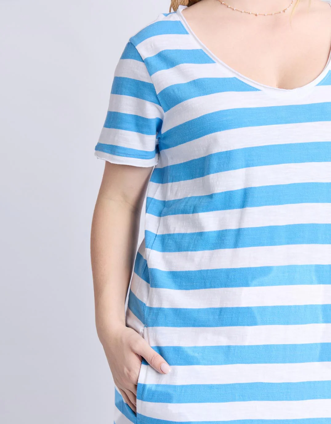 Maeve Midi Dress - Azure Blue & White Stripe - Image 5