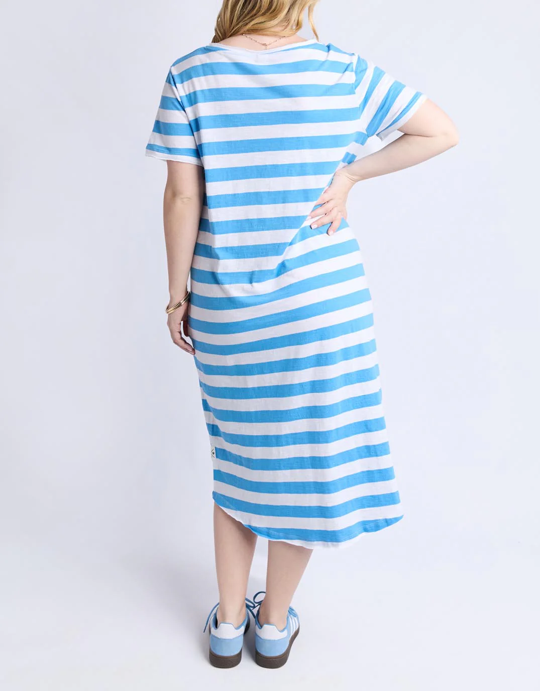 Maeve Midi Dress - Azure Blue & White Stripe - Image 6
