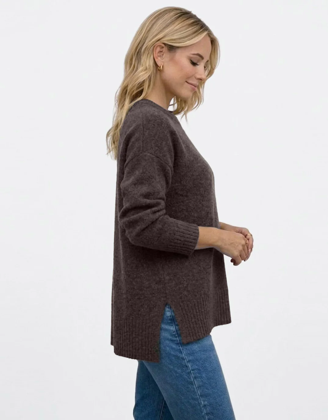 Maisie Hi-Low Knit - Chocolate - Image 2