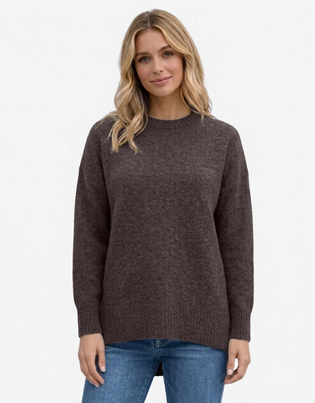 Maisie Hi-Low Knit - Chocolate - Image 3