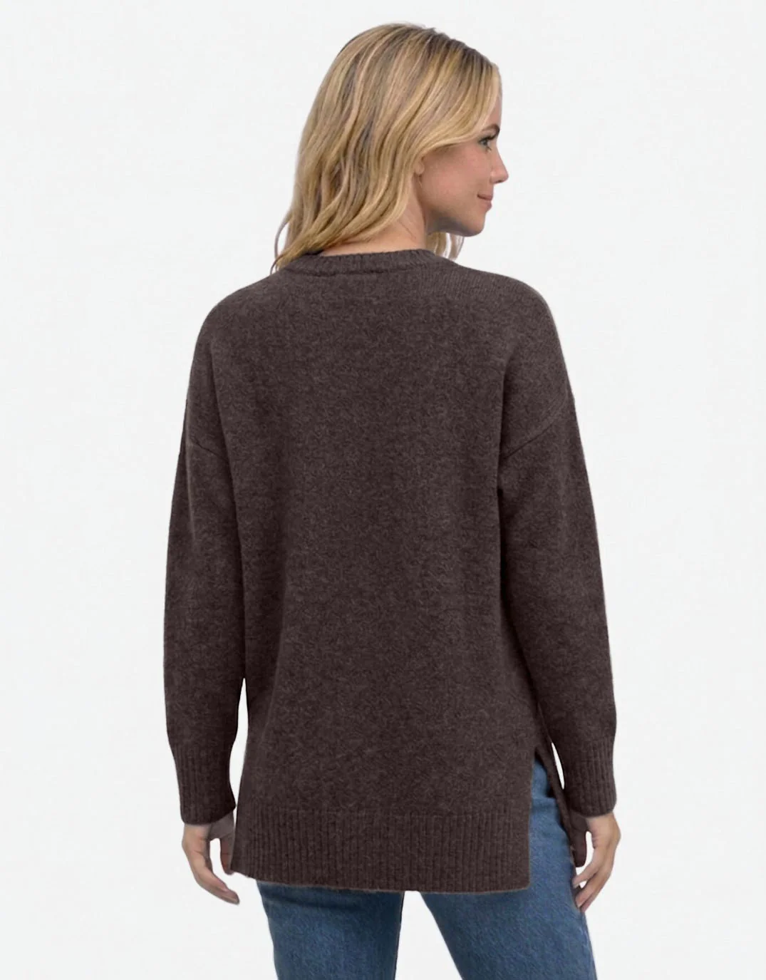 Maisie Hi-Low Knit - Chocolate - Image 4