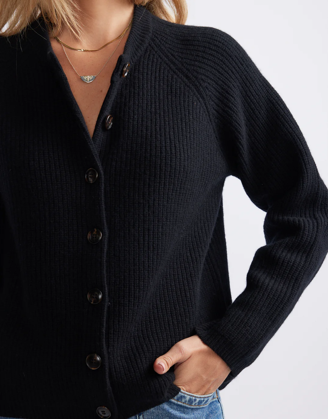 Maison Wool Cashmere Cardigan - Black - Image 4