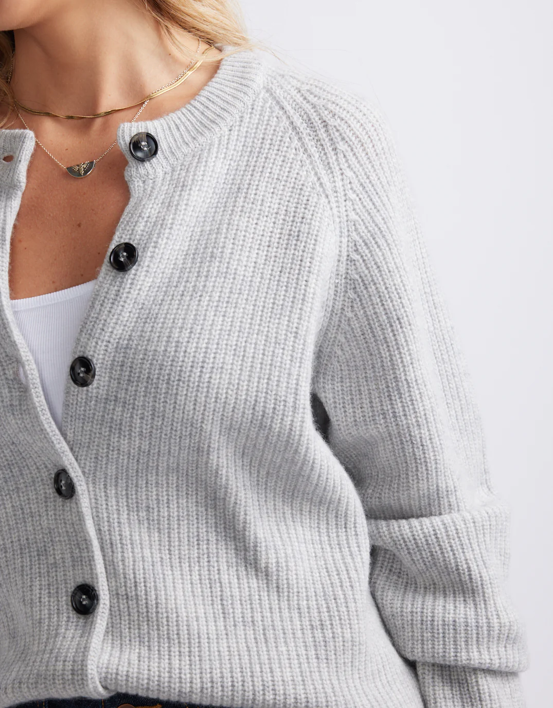 Maison Wool Cashmere Cardigan - Grey Marle - Image 4