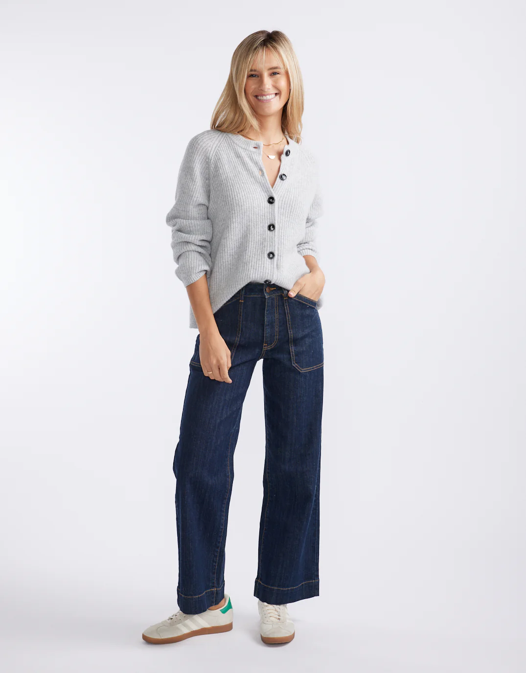 Maison Wool Cashmere Cardigan - Grey Marle - Image 6