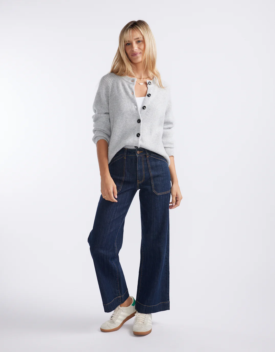 Maison Wool Cashmere Cardigan - Grey Marle - Image 7