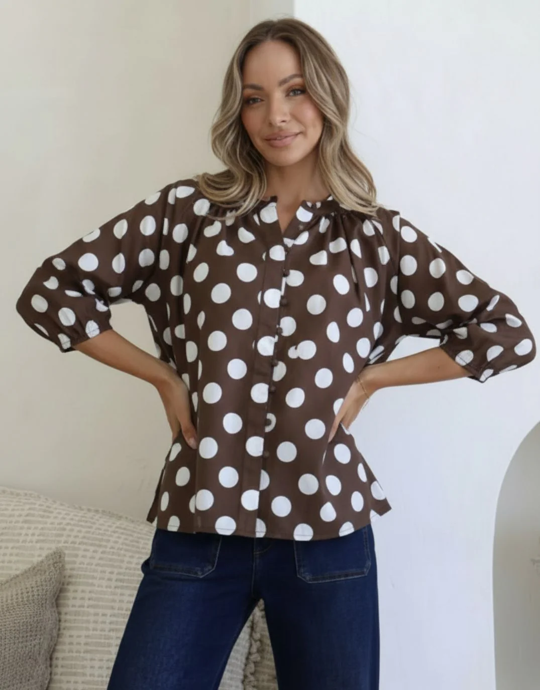 Malta Blouse - Chocolate/White - Image 3