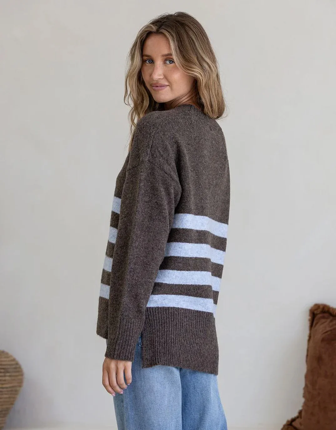 Manor Knit - Chocolate/Blue - Image 3