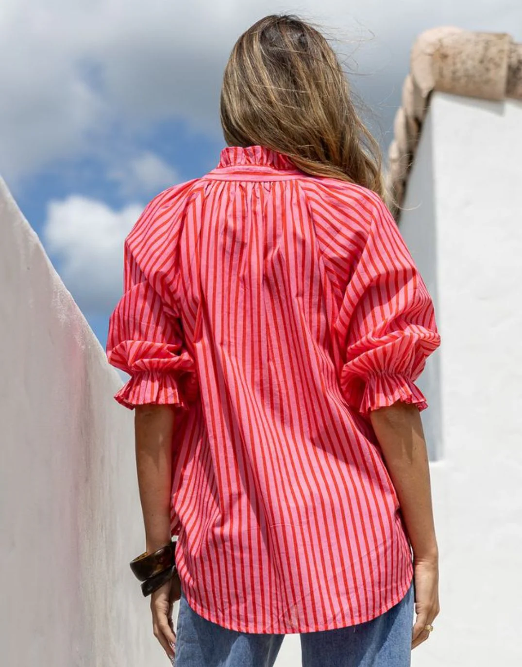 Margaret Stripe Blouse - Pink/Red - Image 7