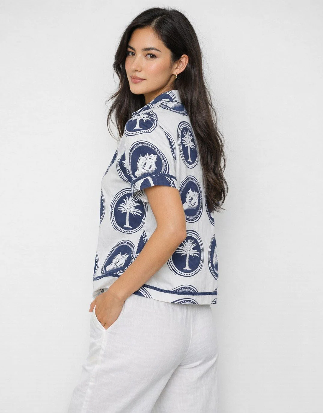 Millie Whitehaven Printed Shirt - Navy - Image 2