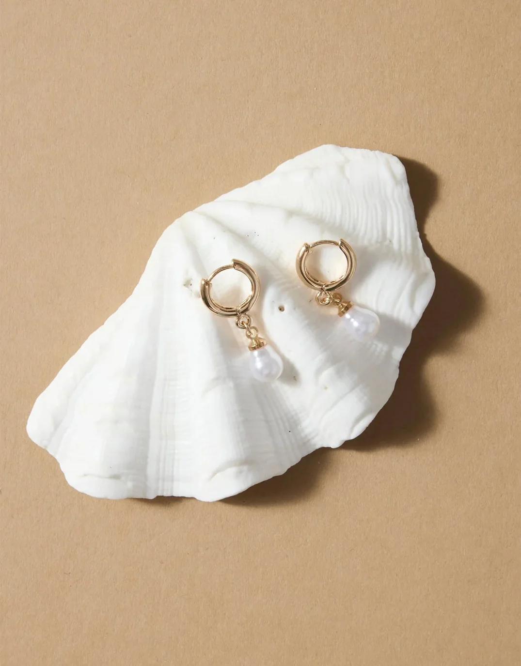 Mini Pearl Huggie Earrings - Gold - Image 3