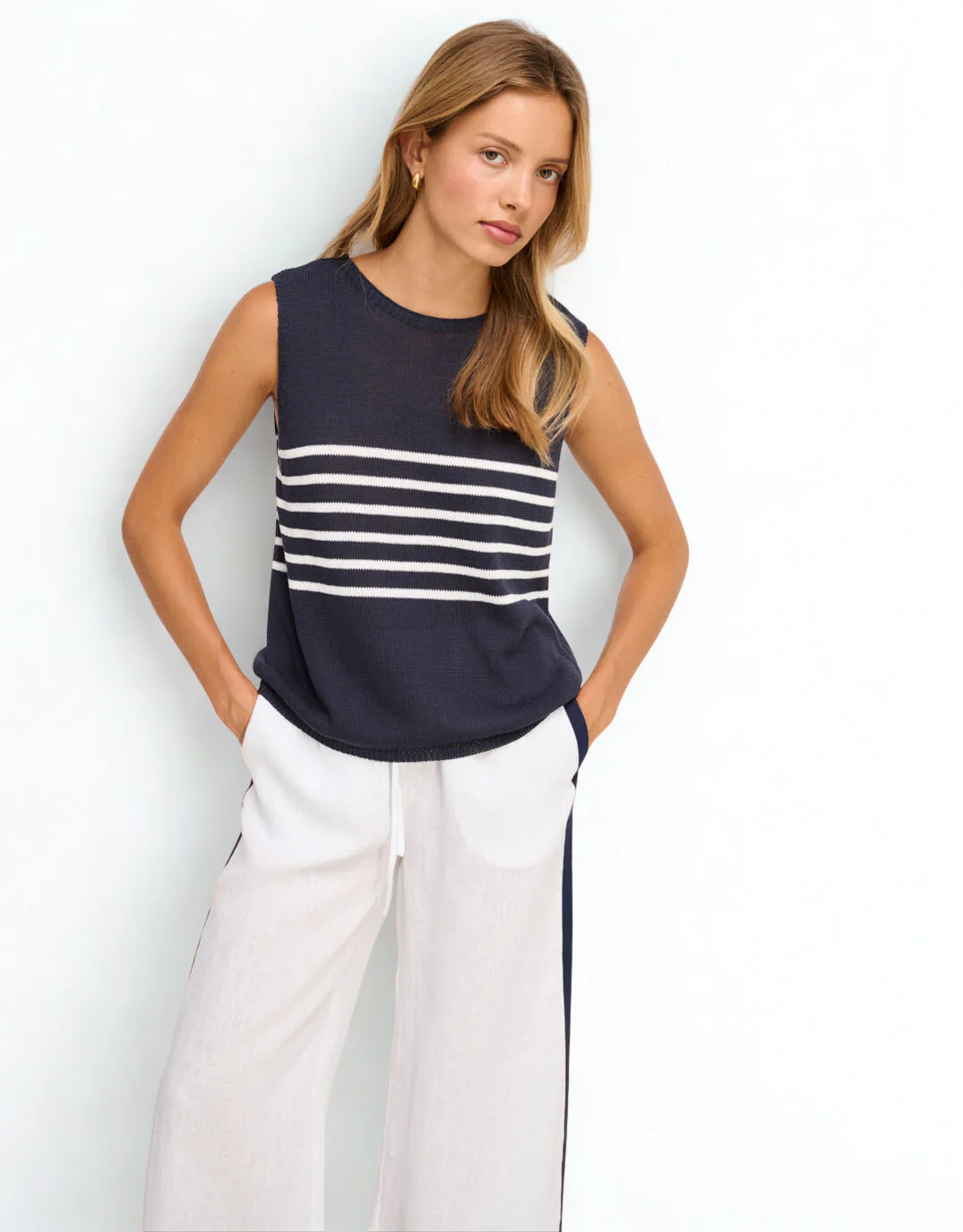 Monaco Pants - White/Navy - Image 2