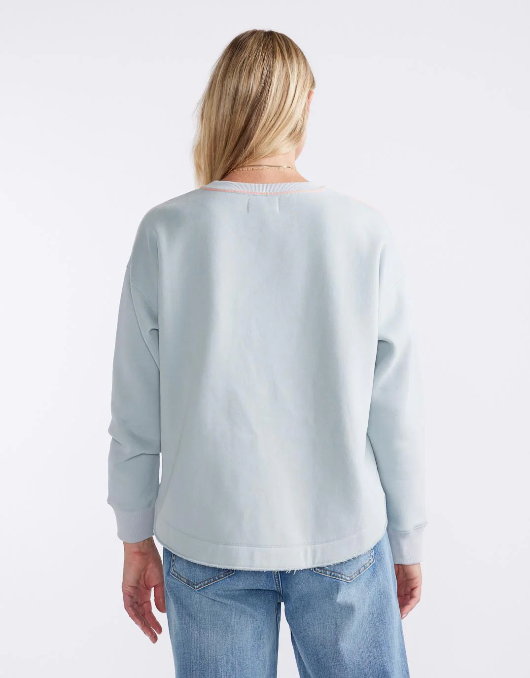Monogram Fleece Scoop Hem Sweat - Light Blue - Image 8