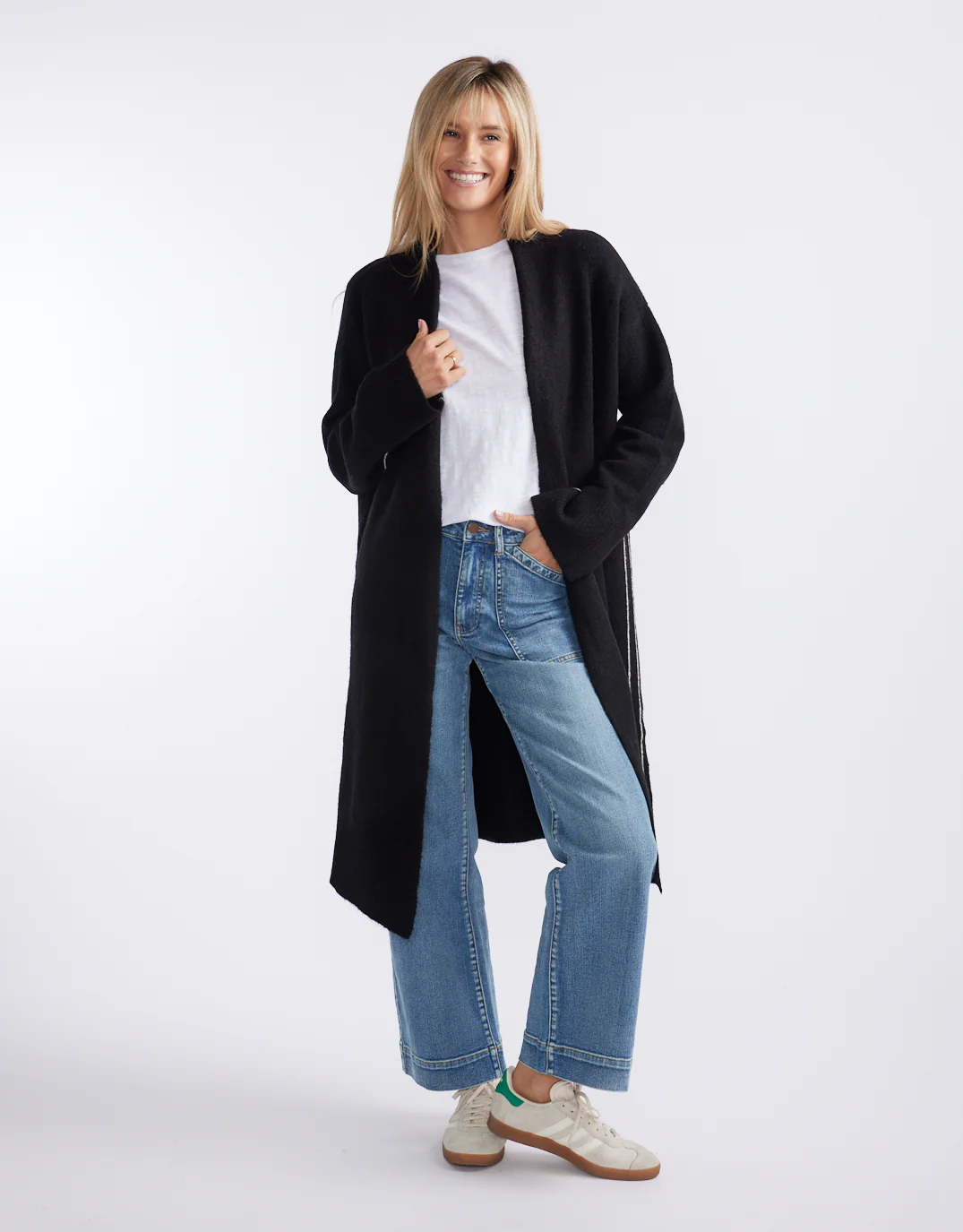 Montreux Wool Alpaca Longline Cardigan - Black - Image 2