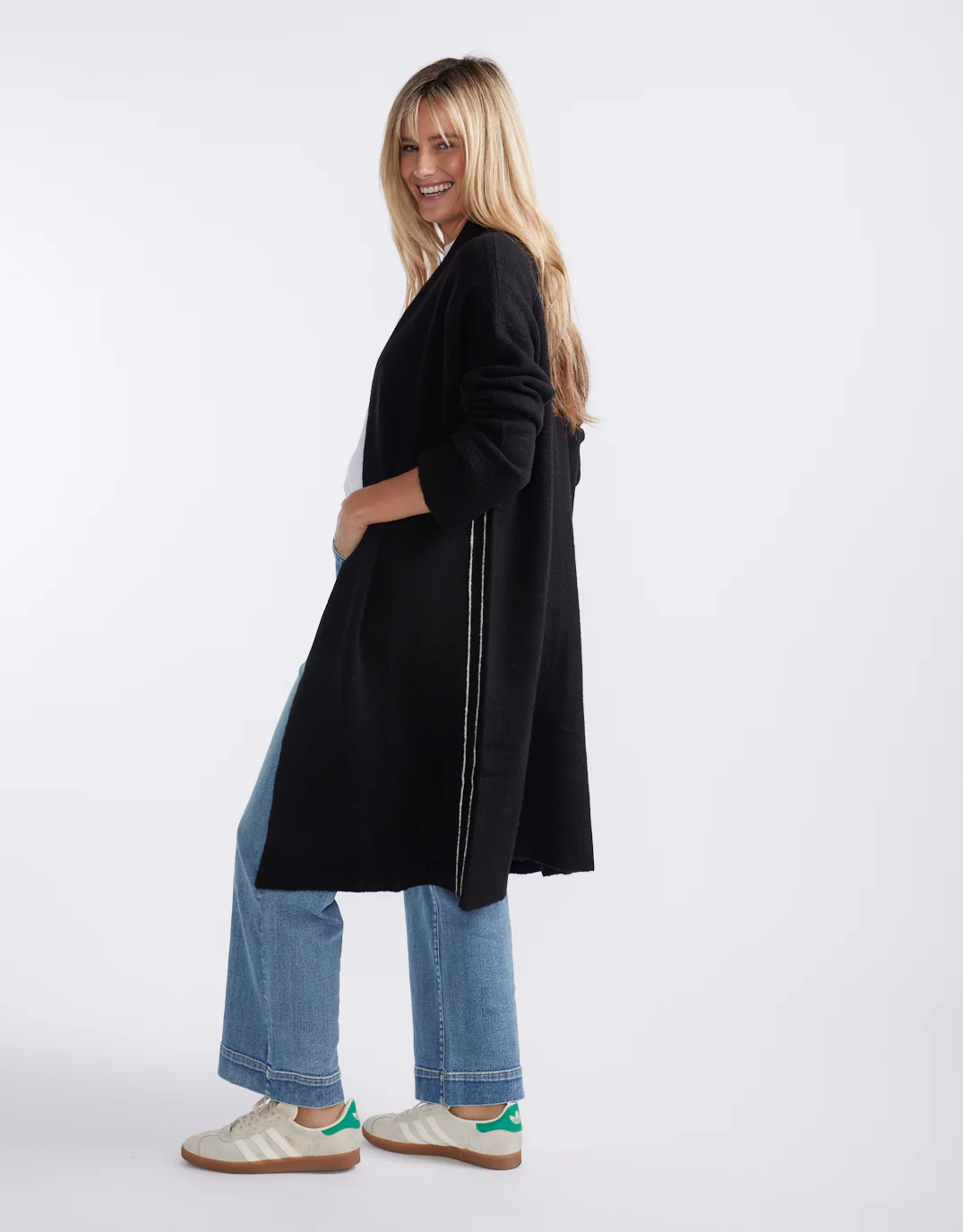 Montreux Wool Alpaca Longline Cardigan - Black - Image 3