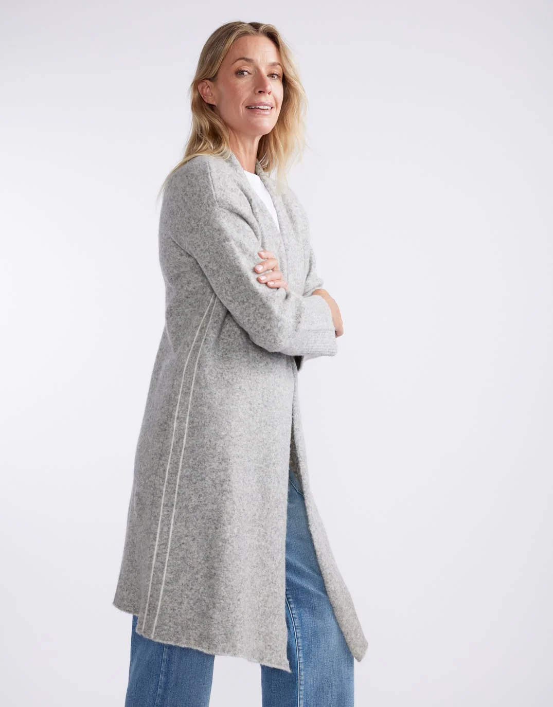 Montreux Wool Alpaca Longline Cardigan - Grey Marle - Image 10