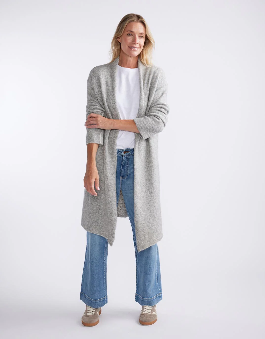 Montreux Wool Alpaca Longline Cardigan - Grey Marle - Image 3