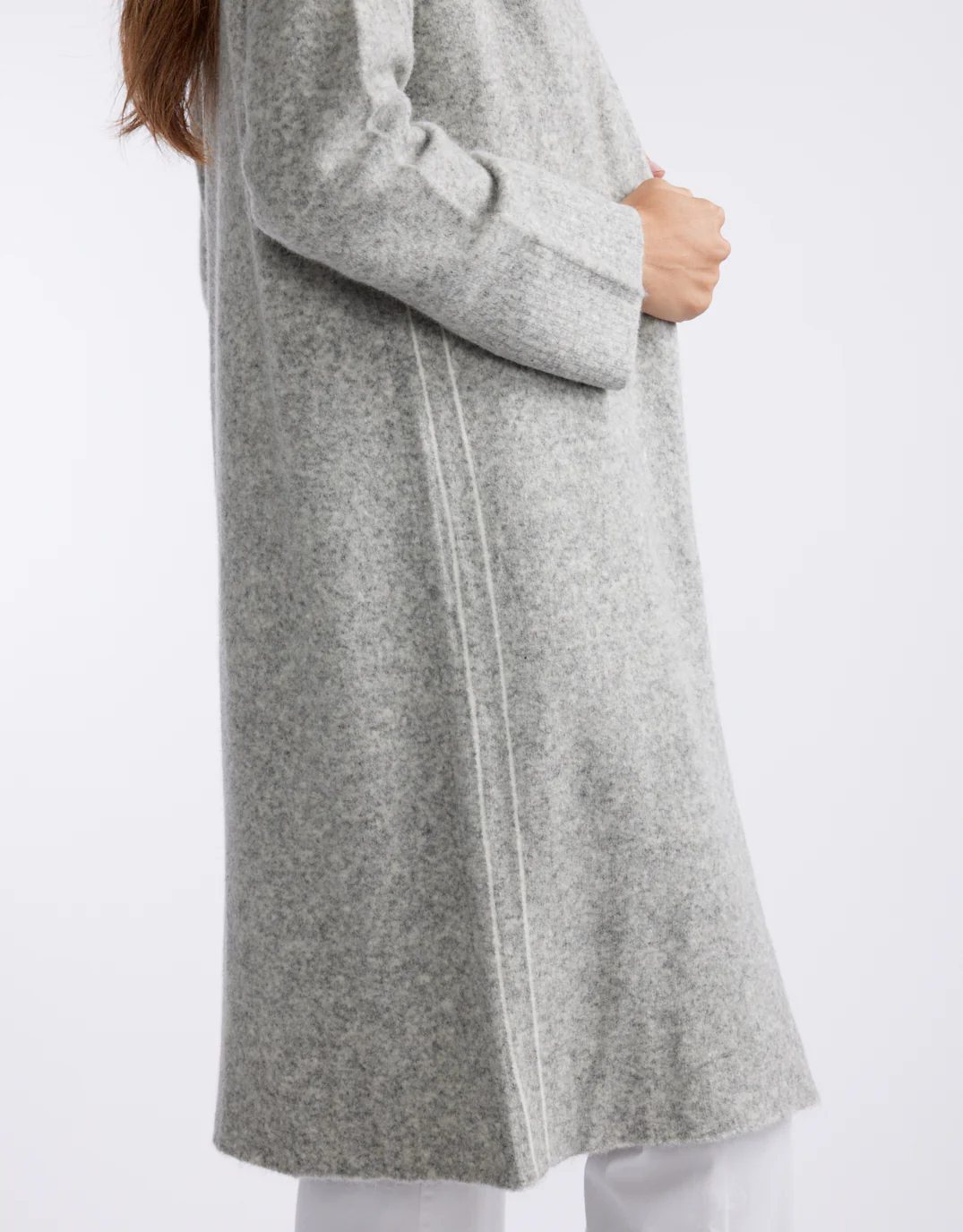 Montreux Wool Alpaca Longline Cardigan - Grey Marle - Image 6