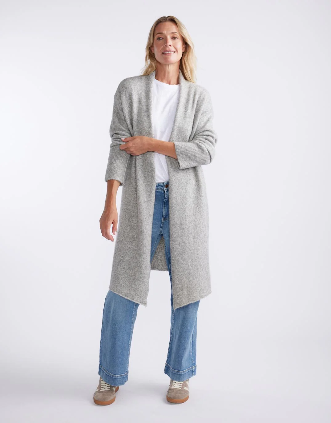Montreux Wool Alpaca Longline Cardigan - Grey Marle - Image 7
