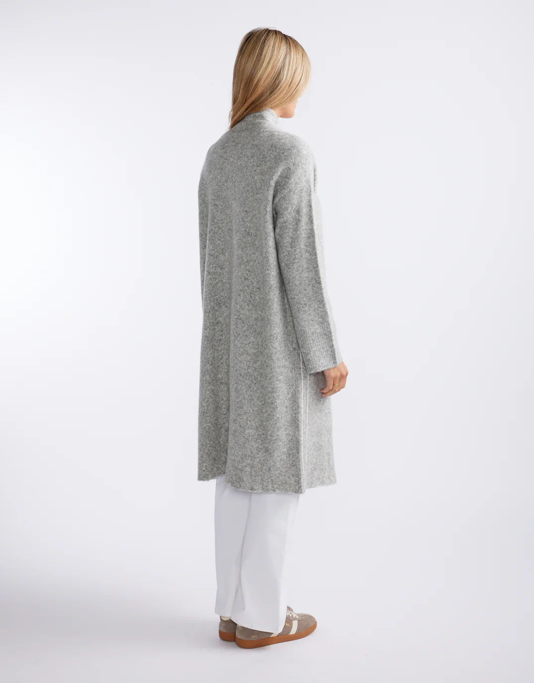 Montreux Wool Alpaca Longline Cardigan - Grey Marle - Image 9