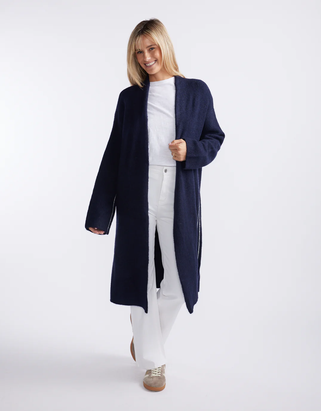 Montreux Wool Alpaca Longline Cardigan - Navy - Image 2