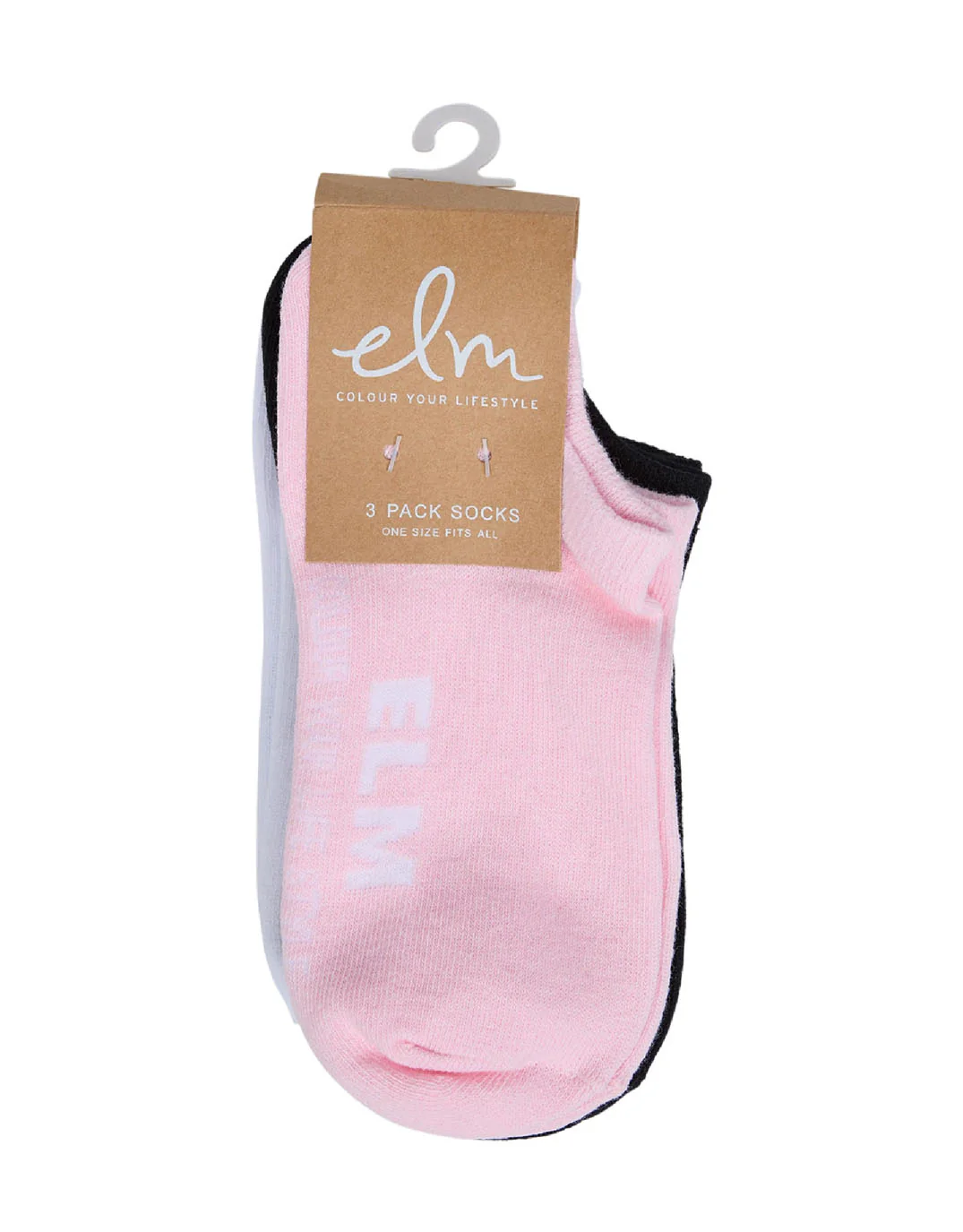 No Show Socks 3pk - Pink / White / Black