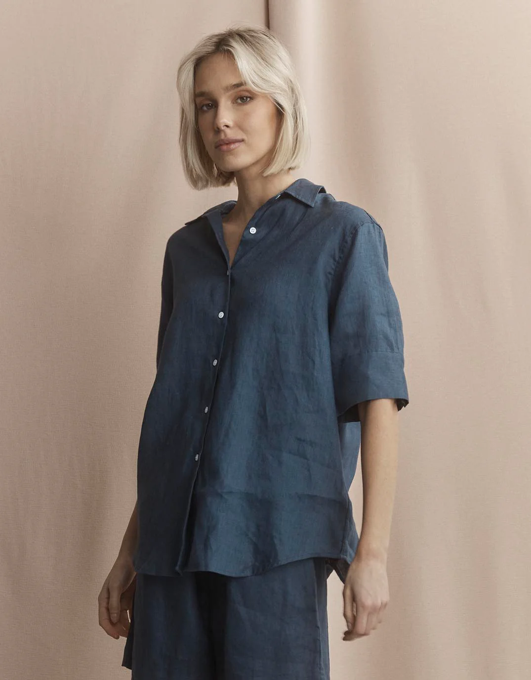Nora Linen Shirt - French Navy - Image 10