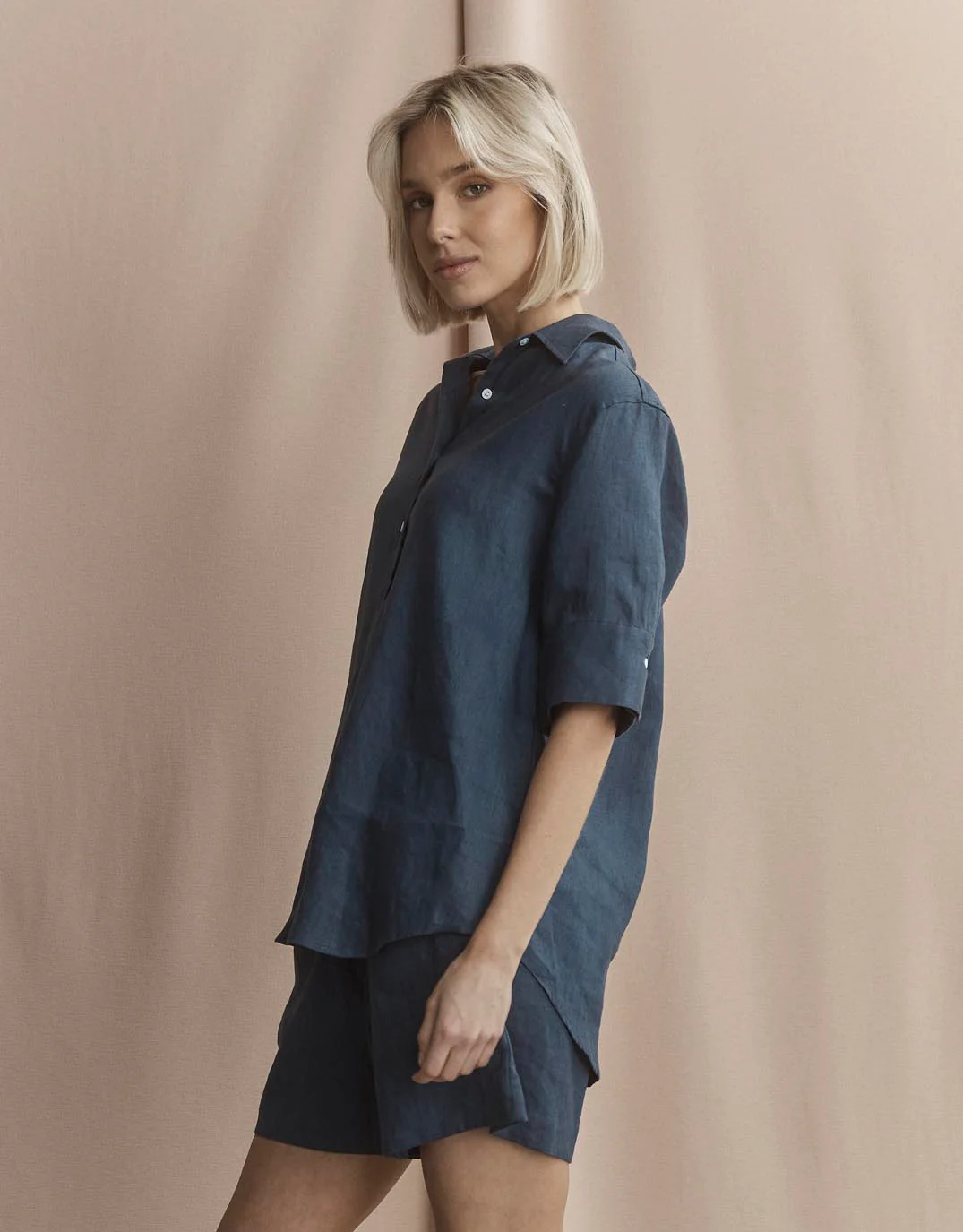Nora Linen Shirt - French Navy - Image 11