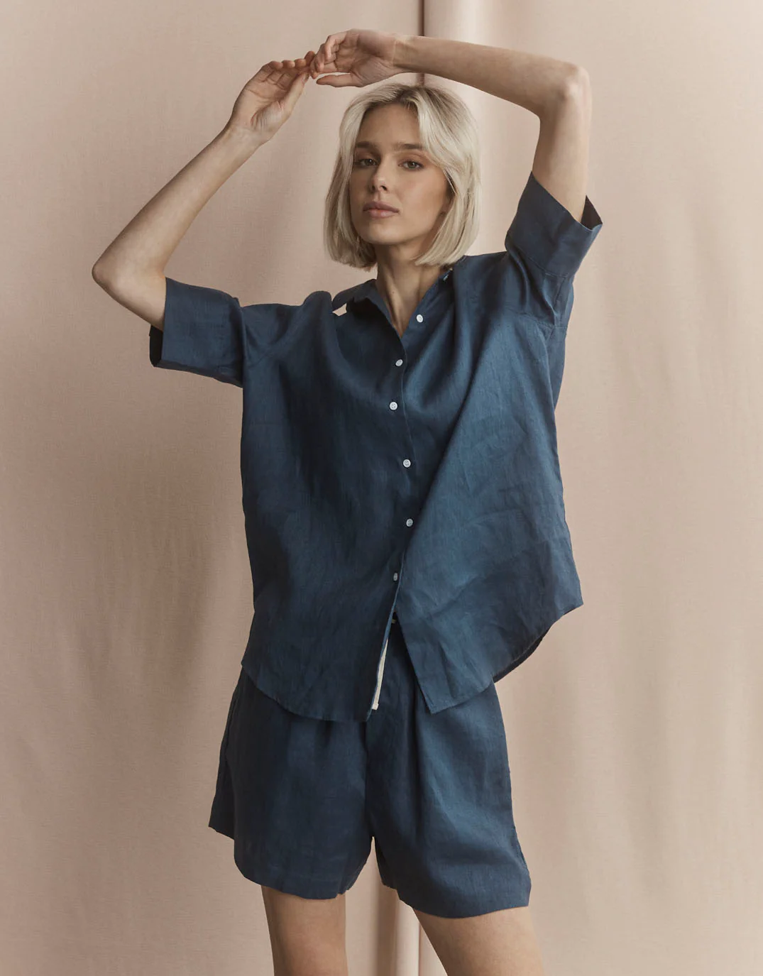 Nora Linen Shirt - French Navy - Image 6