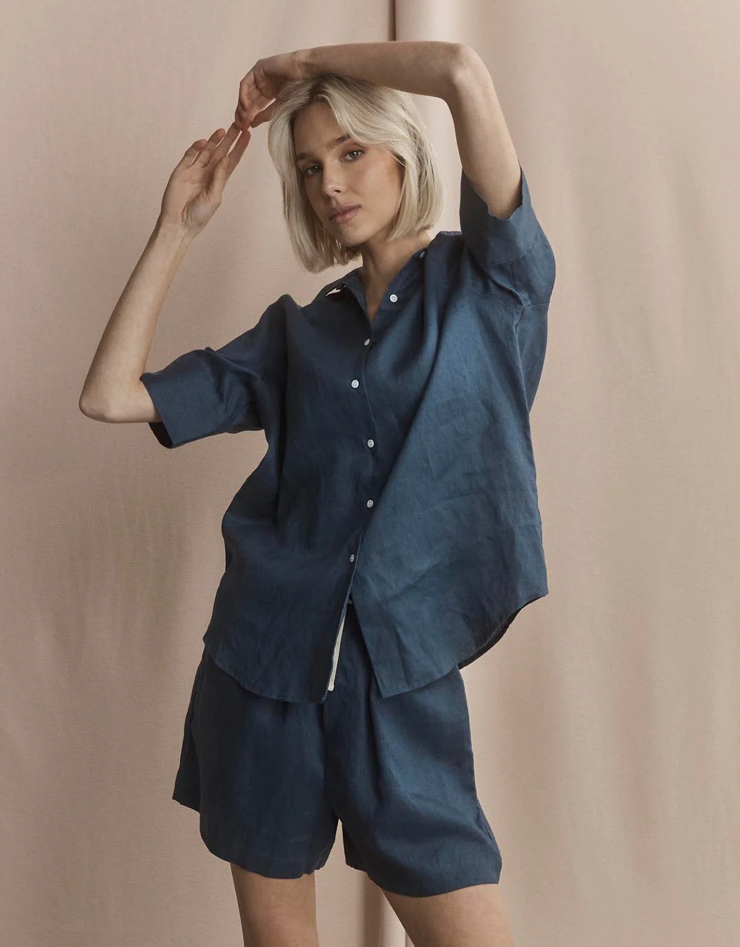 Nora Linen Shirt - French Navy - Image 7