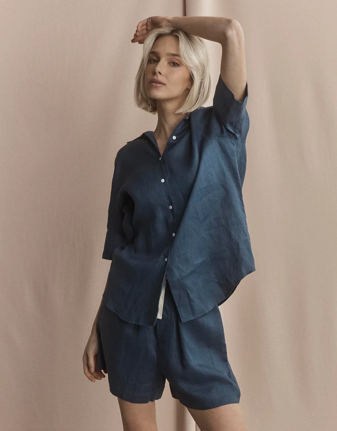 Nora Linen Shirt - French Navy - Image 8