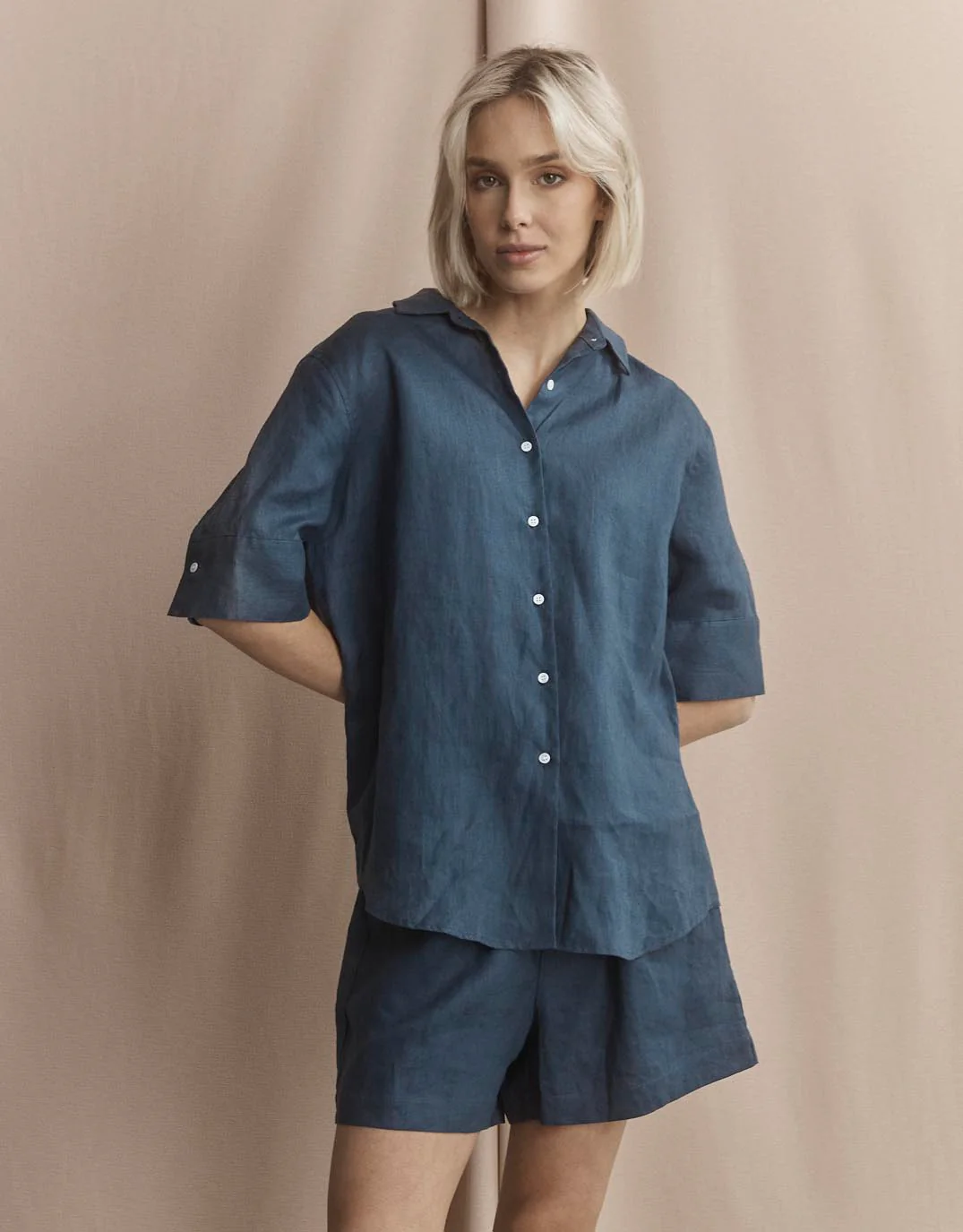 Nora Linen Shirt - French Navy - Image 9