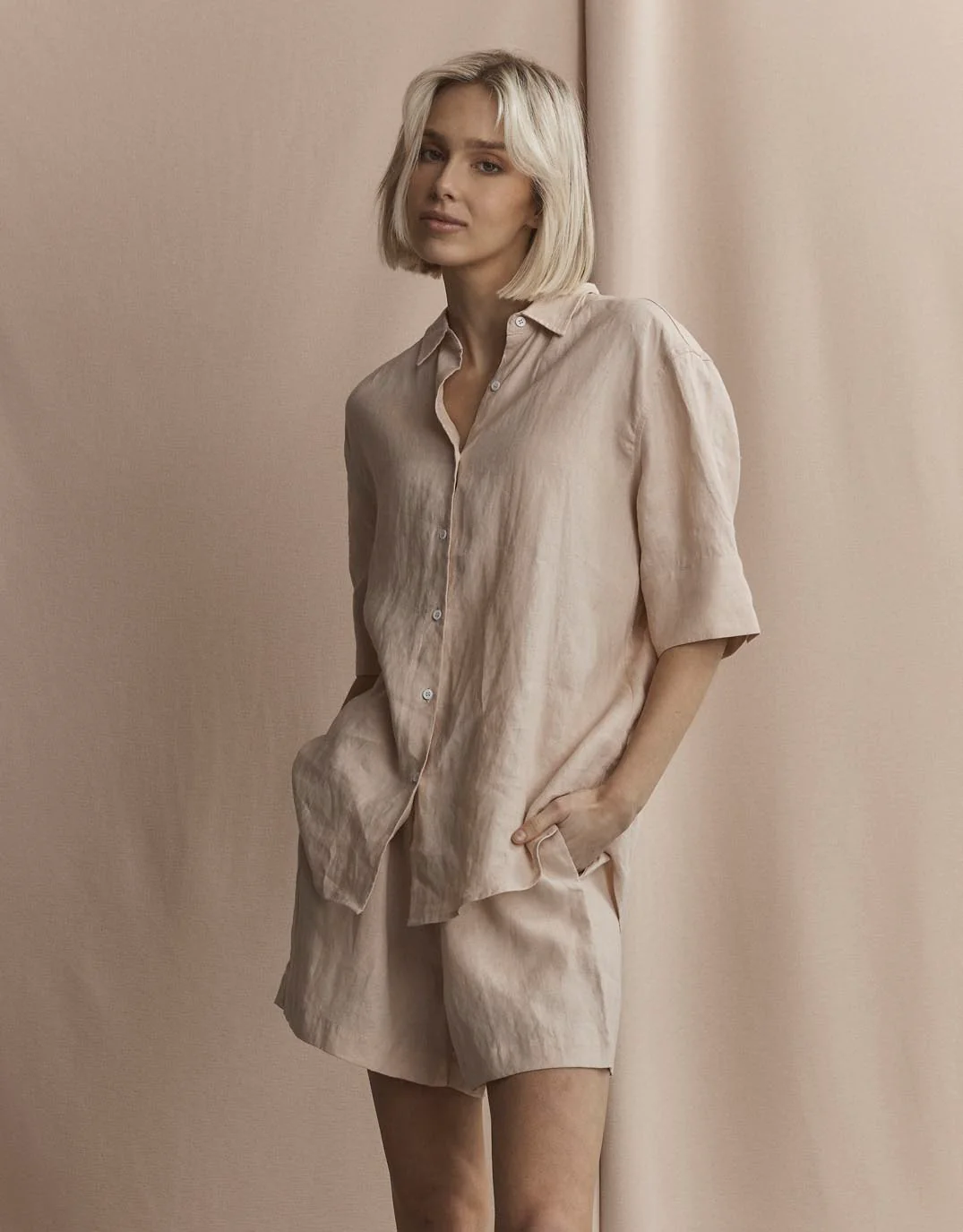 Nora Linen Shirt - Sand - Image 5